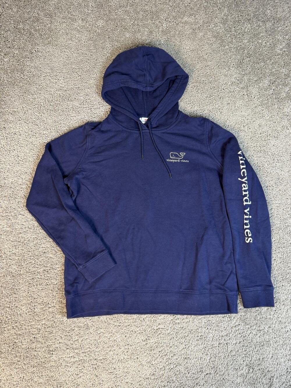 Vineyard Vines Hoodie Womens M Blue Pullover Fleece Whale Graphic Logo